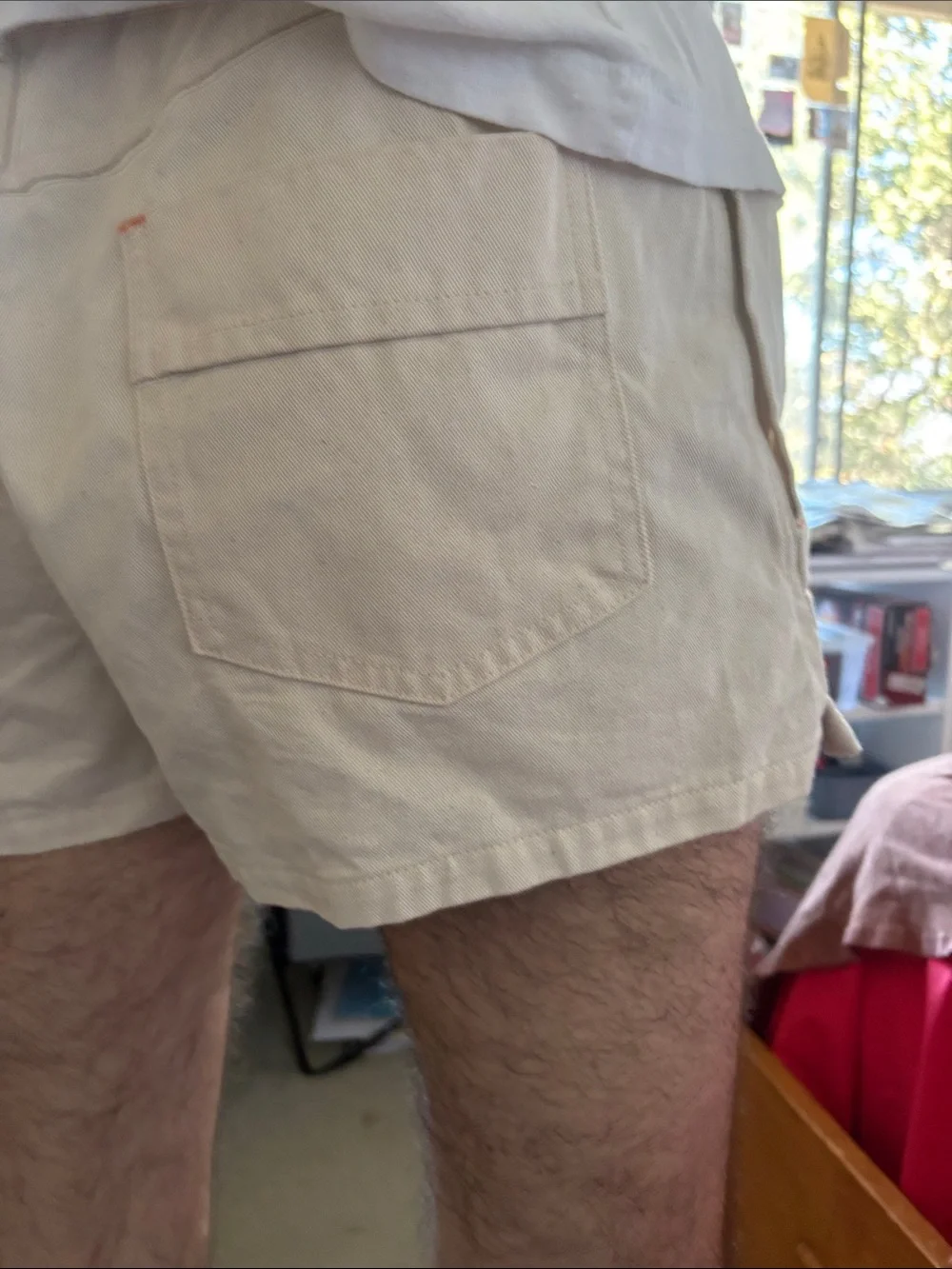 Men's Cream Cotton Casual Shorts by RICK MAJORS. Medium. Made in the USA